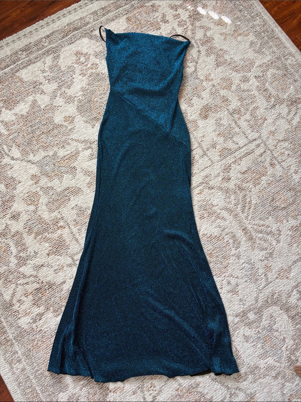 Sparkle Slip Maxi Dress in Teal